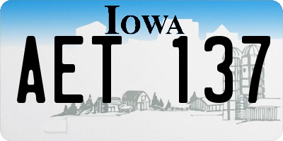 IA license plate AET137