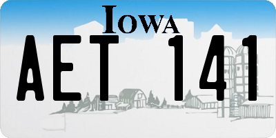 IA license plate AET141