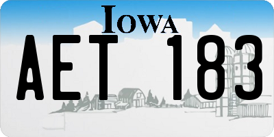 IA license plate AET183