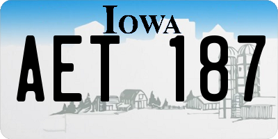 IA license plate AET187