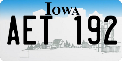 IA license plate AET192