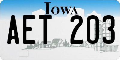 IA license plate AET203