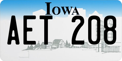 IA license plate AET208