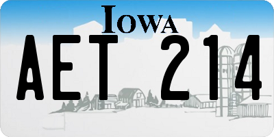IA license plate AET214