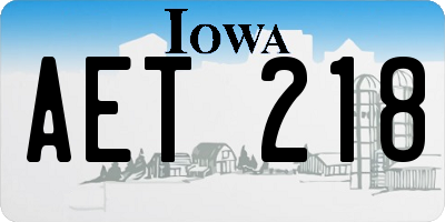 IA license plate AET218