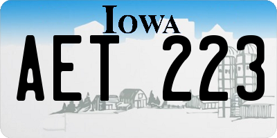 IA license plate AET223