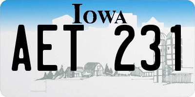 IA license plate AET231