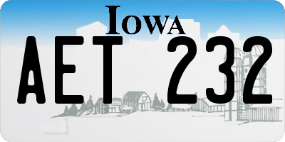 IA license plate AET232