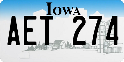 IA license plate AET274