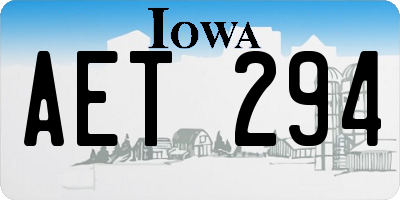 IA license plate AET294