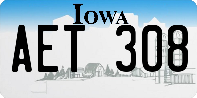 IA license plate AET308