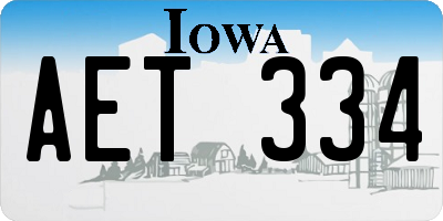 IA license plate AET334