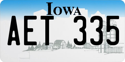 IA license plate AET335