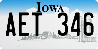 IA license plate AET346