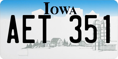 IA license plate AET351