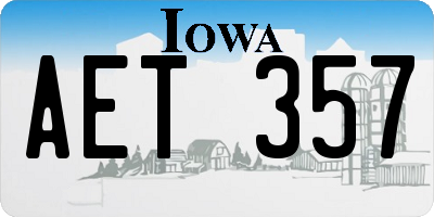 IA license plate AET357