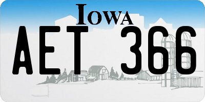 IA license plate AET366