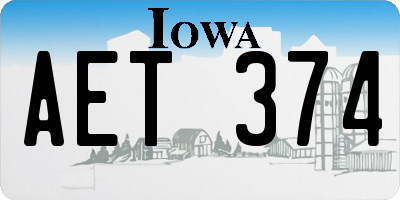 IA license plate AET374