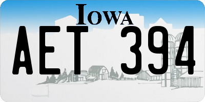 IA license plate AET394