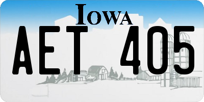 IA license plate AET405
