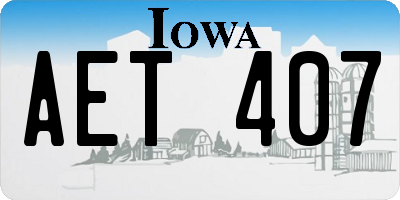 IA license plate AET407