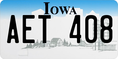 IA license plate AET408