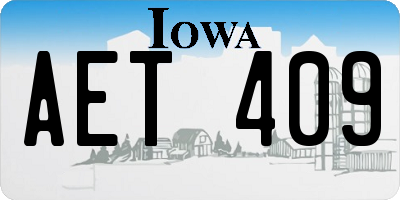 IA license plate AET409