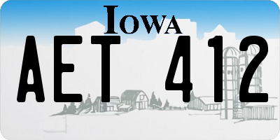 IA license plate AET412