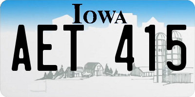 IA license plate AET415