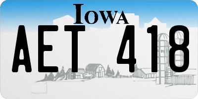 IA license plate AET418