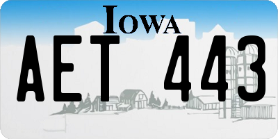 IA license plate AET443