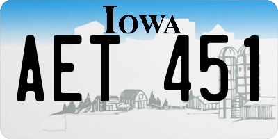 IA license plate AET451
