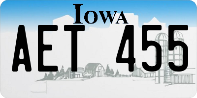 IA license plate AET455