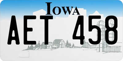 IA license plate AET458