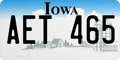 IA license plate AET465
