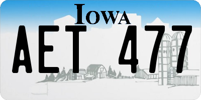 IA license plate AET477