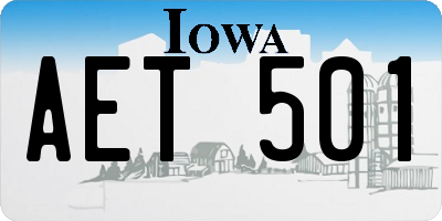 IA license plate AET501