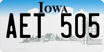 IA license plate AET505