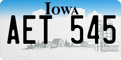 IA license plate AET545