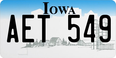 IA license plate AET549