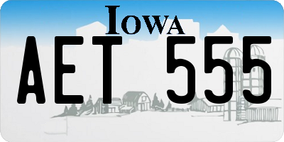 IA license plate AET555
