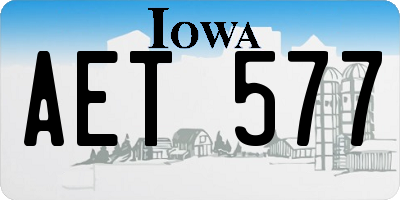 IA license plate AET577
