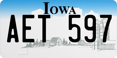 IA license plate AET597