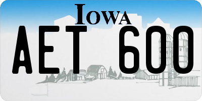 IA license plate AET600