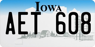 IA license plate AET608