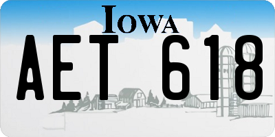 IA license plate AET618