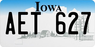 IA license plate AET627