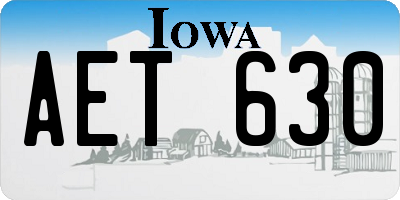 IA license plate AET630