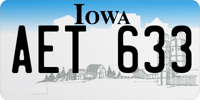 IA license plate AET633