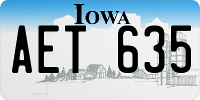 IA license plate AET635